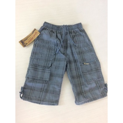 Kostkované chlapecké kratasy delší nohavice