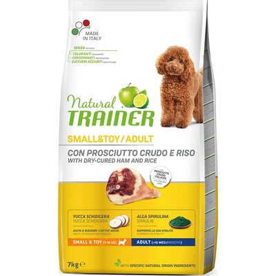 Natural Trainer 7кг Small & Toy Adult Natural Trainer, суха храна за кучета - с шунка