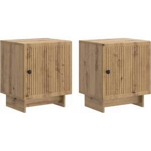 vidaXL Нощен шкаф 2 бр. Дъб артизан 43 x 34, 5 x 50 см (893894)