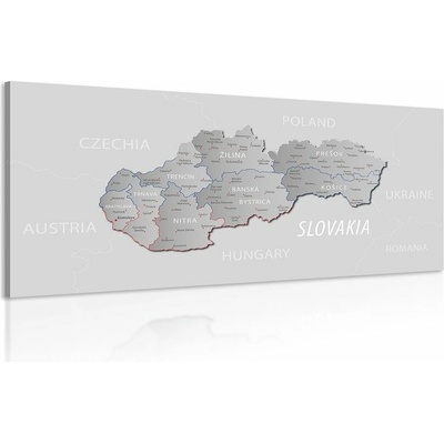 Obraz sivá mapa Slovenska s decentným kontrastom