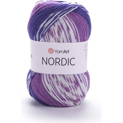 Yarn Art příze Nordic 658 variace fialové a bílé