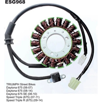 ELECTROSPORT vinutí alternátoru (stator) TRIUMPH DAYTONA 675 (06-14) , STREET TRIPLE 675 (07-11), STREET TRIPLE R 675 (09-14)