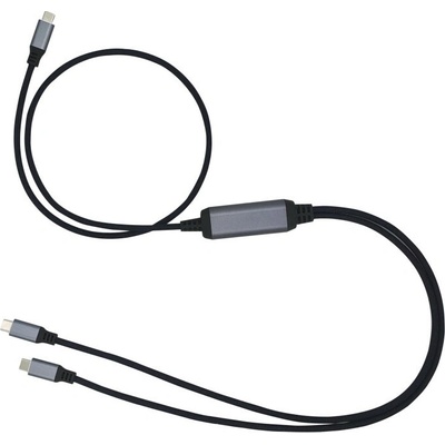 C-Tech CB-USB-PDPS-1B USB Type-C PD 100W power splitter 0, 7m + 2x0, 5m čern