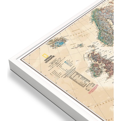 National Geographic Evropa - nástěnná mapa Executive 118 x 92 cm Varianta: mapa v hliníkovém rámu, Provedení: bílý rám