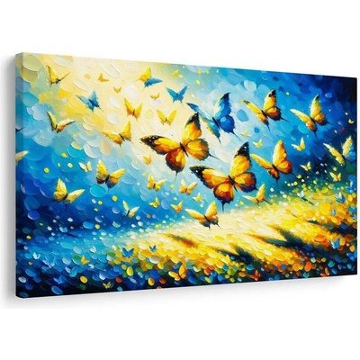 Obraz motýlí tanec v modrém - 90x60