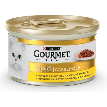 Gourmet Gold cat s hovězím a kuřetem v rajčatové omáčce 85 g