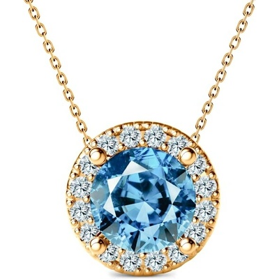 Savicki Náhrdelník žlté zlato, modrý laboratórny diamant, laboratórne diamanty TIL-N-BR-050-LABBLUE-Z