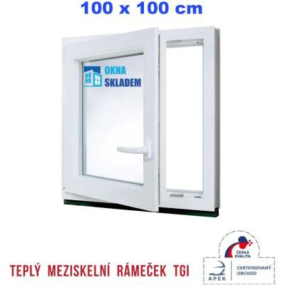 Erkado Plastové okno otevíravé i sklopné levé 1000 x 1000 mm Bílé / Antracit