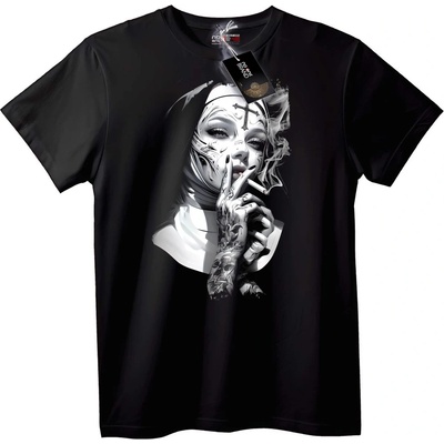 NOONEBRAND Тениска Татуирана Пушеща Монахиня - XL, Black