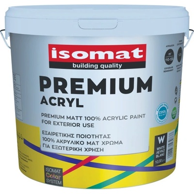 ISOMAT Premium Acryl - Prémiová, matná akrylová farba Biela, 10 l