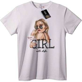 NOONEBRAND Тениска Да! Аз съм Момиче - M, White