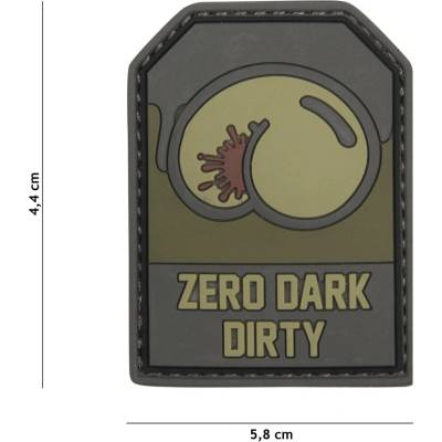 Gumová nášivka 101 Inc nápis Zero Dark Dirty - olivová
