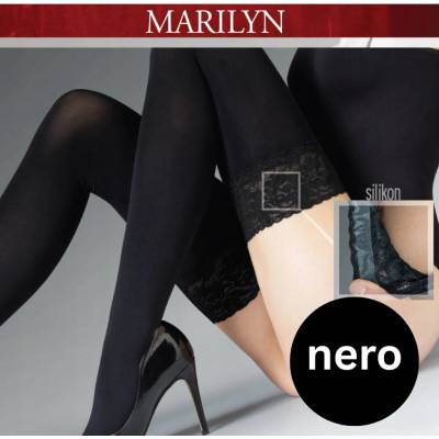 Marilyn Nepriehľadné čierne samodržky CHANCE 100 DEN Black