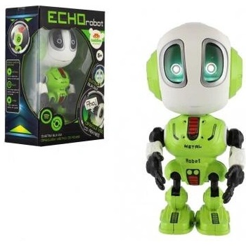 Teddies Робот echo повтарящ изречения метален 12см зелен на батерии със звук, светлина