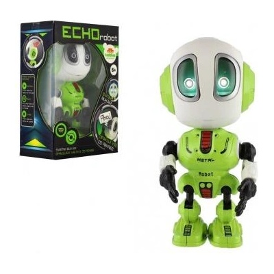 Teddies Робот echo повтарящ изречения метален 12см зелен на батерии със звук, светлина