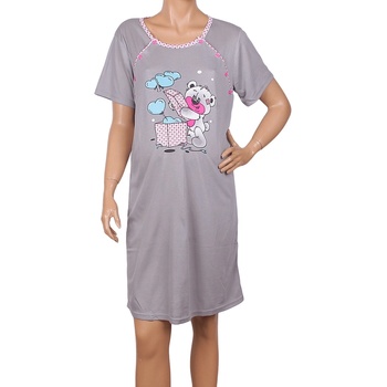 Image 1 of Нощница в сиво за кърмачки с мече и кант на точки