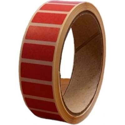 Papierová Etiketa 25 mm x 11 mm, Matný papier, Červená, Dutinka 40 mm, 1000 ks/kotúč, Permanentné lepidlo, Rádius 1 mm, Priemer kotúča 95 mm