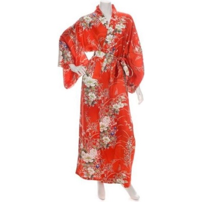 Japonské dámské hedvábné kimono Hana Red dlouhé