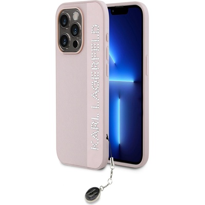 KARL LAGERFELD PU Saffiano Rhinestone Charm Заден капак за iPhone 15 Pro Max Pink Karl Lagerfeld | Rozov | ЖЕНИ | UNI
