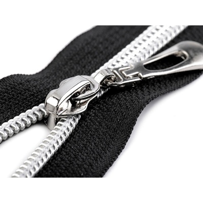 Prima-obchod Spirálový zip No 7 délka 65 cm se stříbrnými zoubky, barva 322 černá