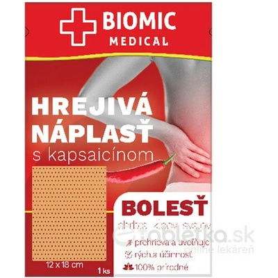 BIOMIC Hrejivá náplasť s kapsaicínom 12 x 18 cm