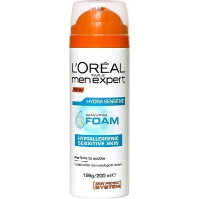 L'Oréal Men Expert Hydra Sensitive Shaving Foam - Пяна за бръснене за чувствителна кожа от серията "Men Expert" 200мл