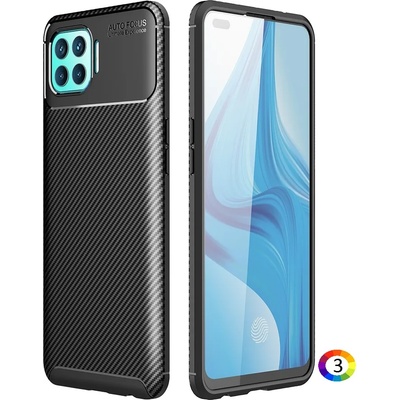 OPPO F17 Pro Удароустойчив Carbon Fiber Калъф и Протектор