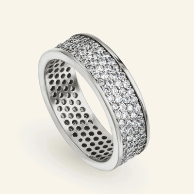 SilveAmo Stříbrný prsten s bílými zirkony ve čtyřech řadách KK2F373 17