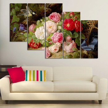 Vivid Home Декоративни панели Vivid Home от 5 части, Цветя, PVC, 110x65 см, 7-ма Форма №0872