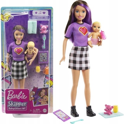 Barbie Panenky Chůva Skipolly Pocketer + miminko a doplňky