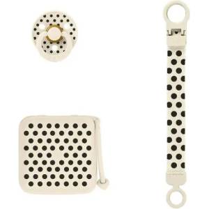 BIBS Подаръчен сет BIBS - Polka, клипс, кутия и залъгалка, 6-18 м, Ivory/Black (7500147) - ozone