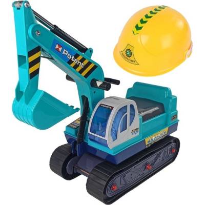 Lean Toys Bager s pohyblivým ramenom a prilbou modré