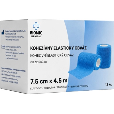 BIOMIC Kohezívny elastický obväz 7,5 cm x 4,5 m, 12 ks