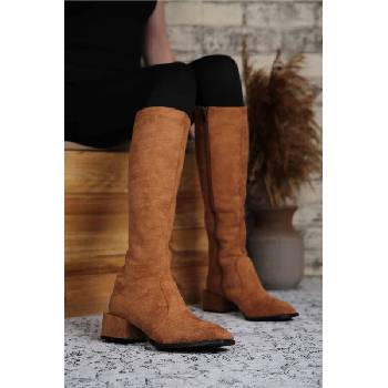 Moda Trend Дамски ботуши от велур - Таба 298159 (298159_Кафяво)