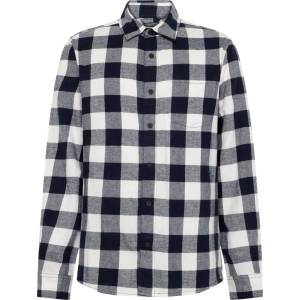 KnowledgeCotton Apparel Мъжка риза с копчета KnowledgeCotton Apparel Regular Fit Checkered Flannel Shirt - Blue Check - размер M (033-2927-0112)