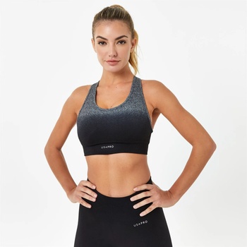 Image 1 of USA Pro Seamless Ombre Sports Bra - Black/Grey