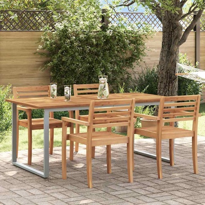 vidaXL Градинска маса Сив 180 x 90 x 75 cm Солидно акациево дърво (4010596)