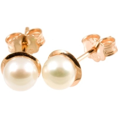 Fair Line zlaté náušnice s perlou 1921 růžové zlato