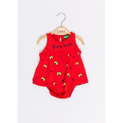 Cichlid Боди рокля къс ръкав с калинка- червено