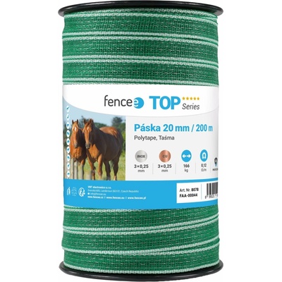 Páska pro elektrický ohradník, šířka 20 mm, zeleno-bílá, délka 200 m