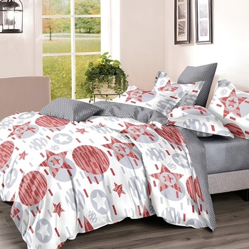 EmonaMall Двулицево спално бельо с ластик EmonaMall, 6 части - Модел S17505 (S17505-33333e)