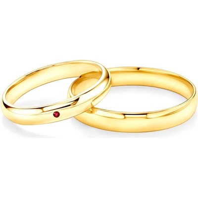 SAVICKI Сватбени халки Fairytale: злато, рубин, полукръгъл профил 3 мм и 4 мм