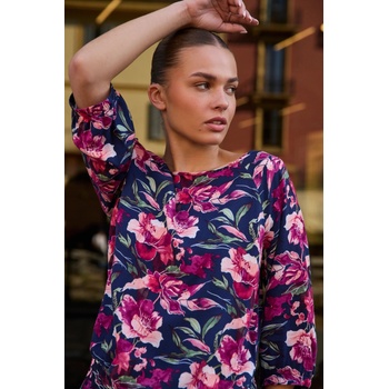 Moodo Тъмносиня вискозна риза Moodo с цветен принт Moodo | Bezhov | ЖЕНИ | 38