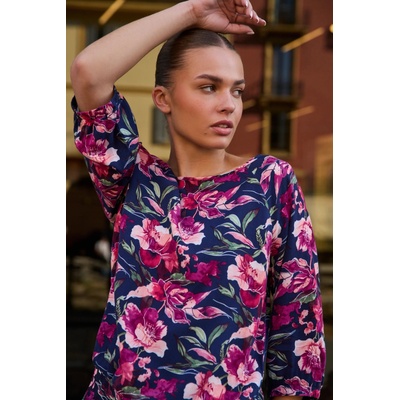 Moodo Тъмносиня вискозна риза Moodo с цветен принт Moodo | Bezhov | ЖЕНИ | 38