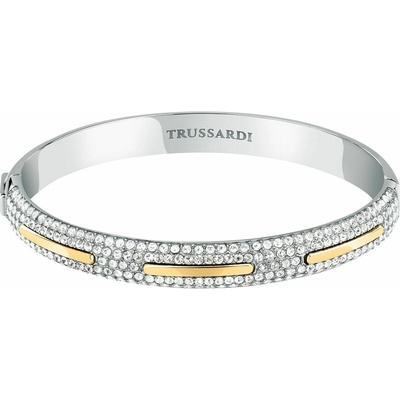 Trussardi Pevný bicolor náramek s čirými krystaly Concept TJAYY04