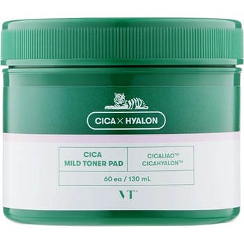 VT Cosmetics Cica Mild Toner Pad деликатни тонер тампони за лице с центела азиатика унисекс 60 бр