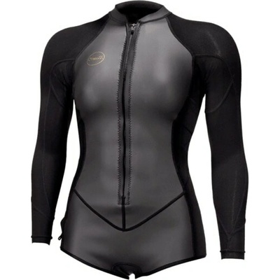 O'Neill Wms Bahia 2/1 Front Zip L/S Short Spring glide black/black