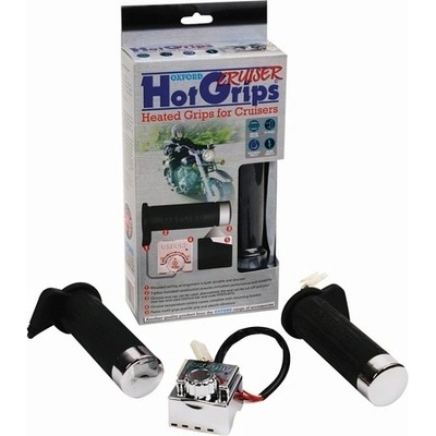 Vyhrievané gripy na motorku Oxford OF697 Hotgrips Essential Cruiser - čierna / chróm pre riadidlá 25 mm (1 ")