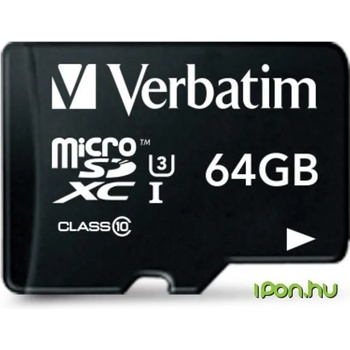 Image 1 of Verbatim microSDXC Pro 64GB UHS-I/C10/U3 47042/MVMS64GP