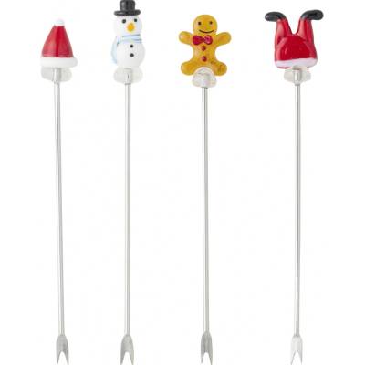 Bloomingville Koktejlová vidlička Feliz Red – set 4 ks